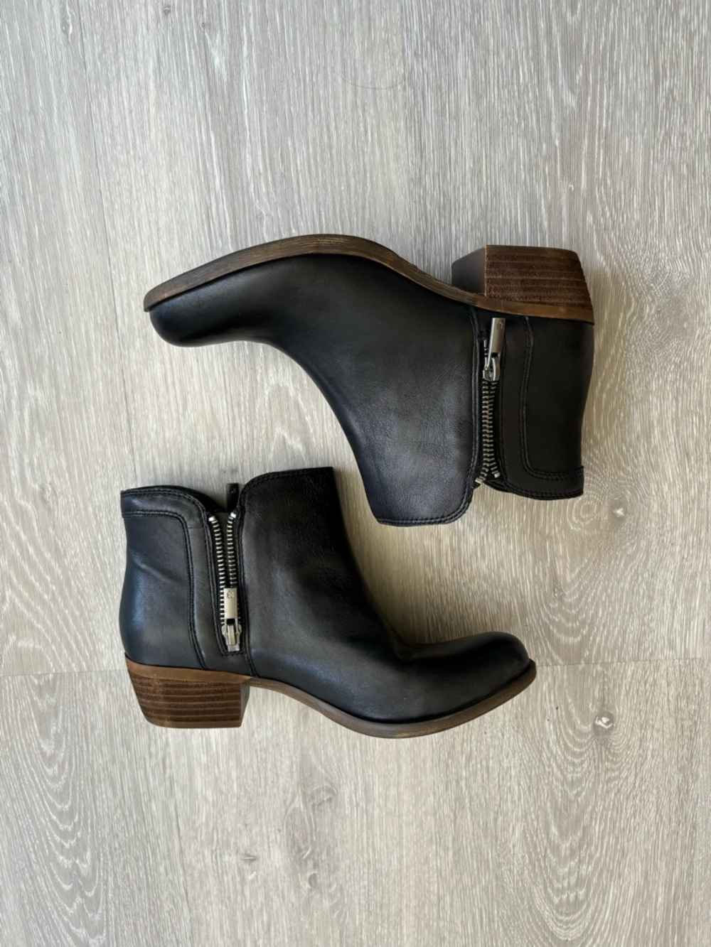 LB Black Leather Ankle Booties